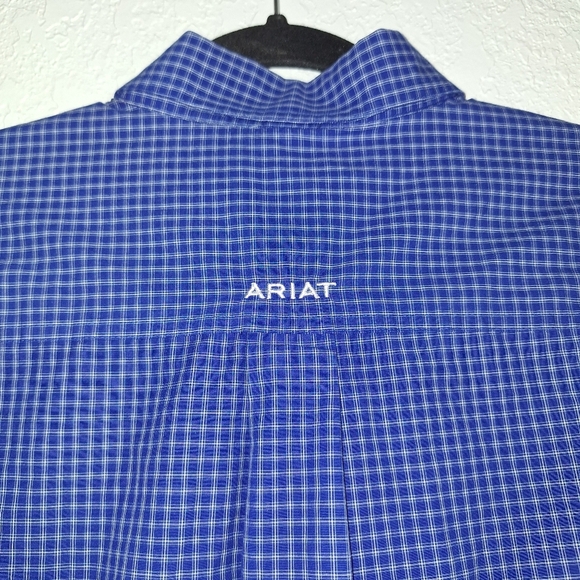 Ariat Pro Series Shirt Mens M Blue Plaid Button Up Rancher Western Rodeo - Picture 7 of 8